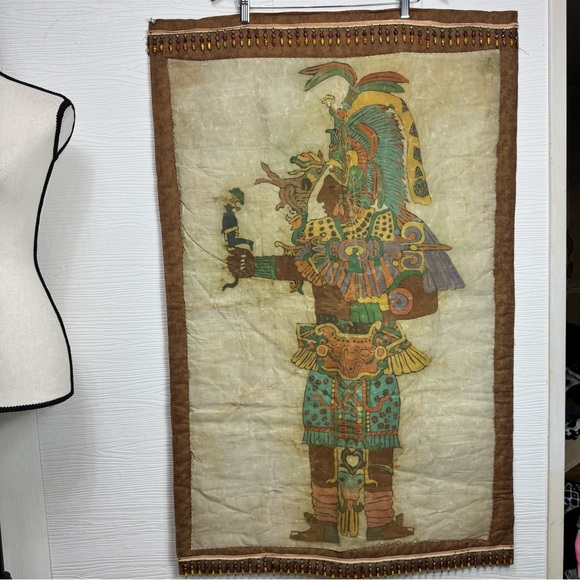 Other - Mayan Warrior Tapestry Wall‎ Hanging  Beaded- Multicolor